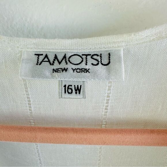 Tamotsu White Linen Open Cardigan Size 16 - Picture 3 of 4